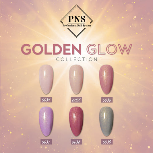 PNSgelpolish Golden Glow Collection 6034 tm 6039